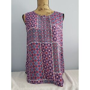 Violet & Claire Womans Sleeveless Tank Top Size Medium 3/4 front button